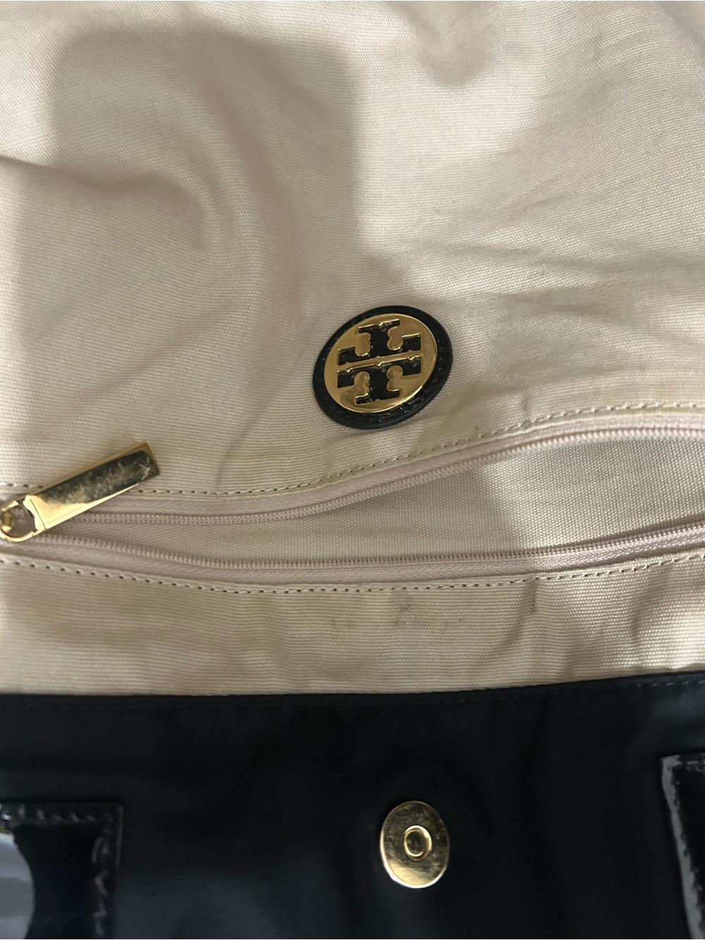 Tory Burch Ella Black Nylon Tote with Patent Trim - Picture 12 of 14